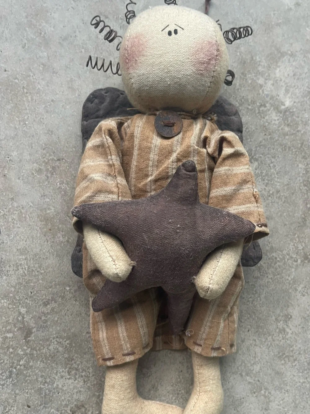 Vintage Honey & me Primitive clothe Angel/folk art doll- retired